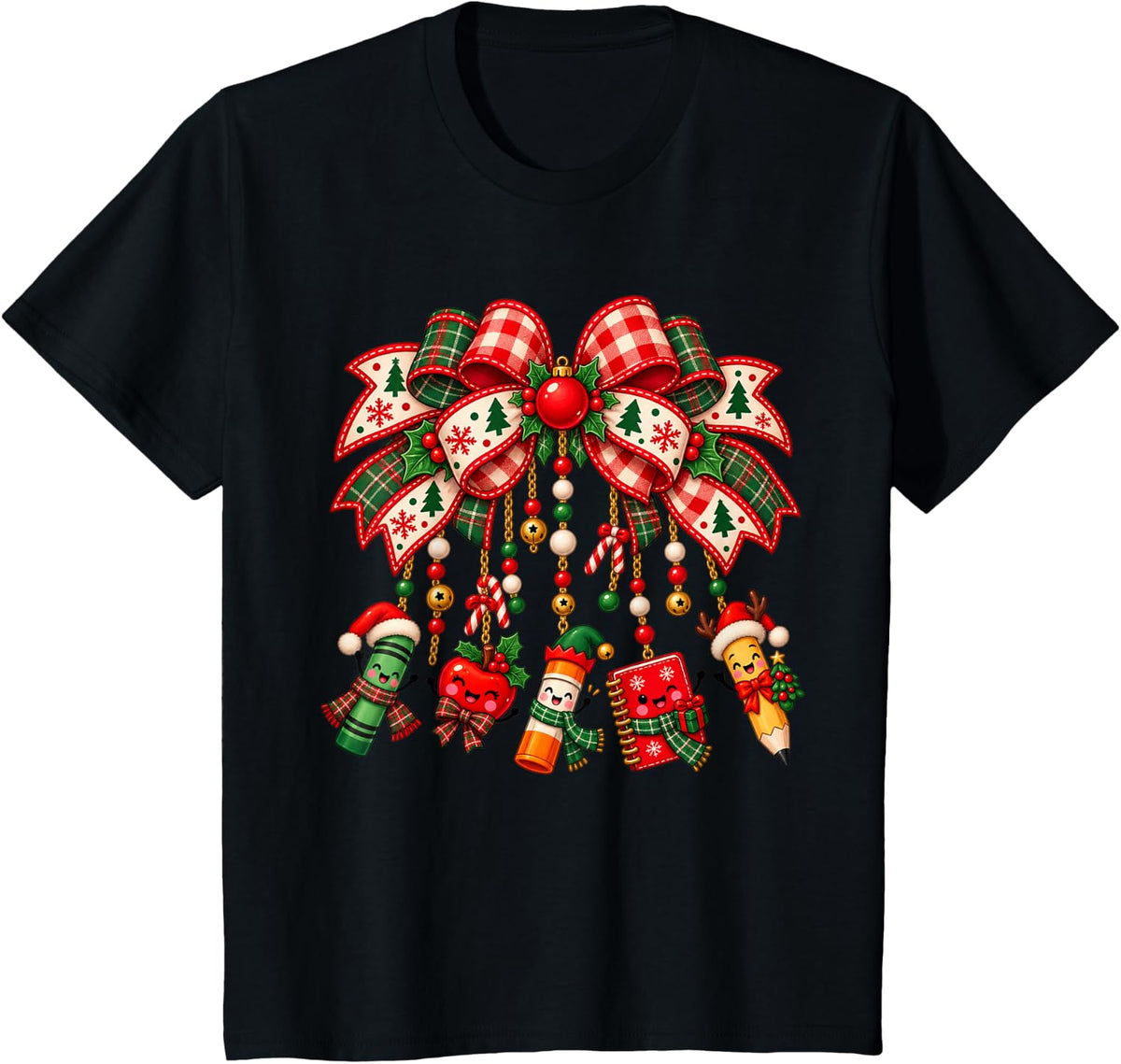 Christmas Teacher School Supplies Classroom Xmas Holiday T-Shirt - Black