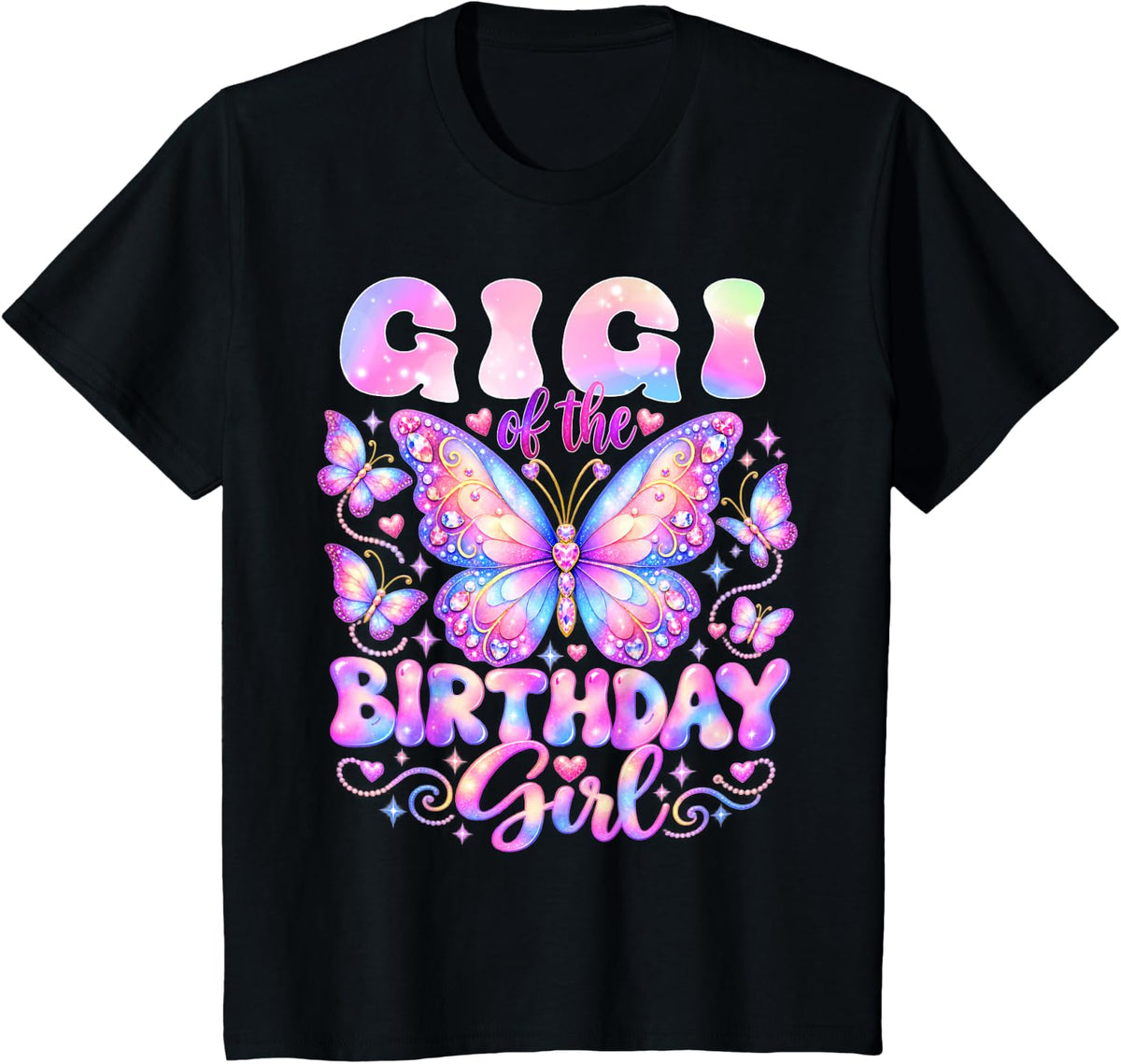 Gigi of The Birthday Girl Butterfly Family Matching T-Shirt - Black