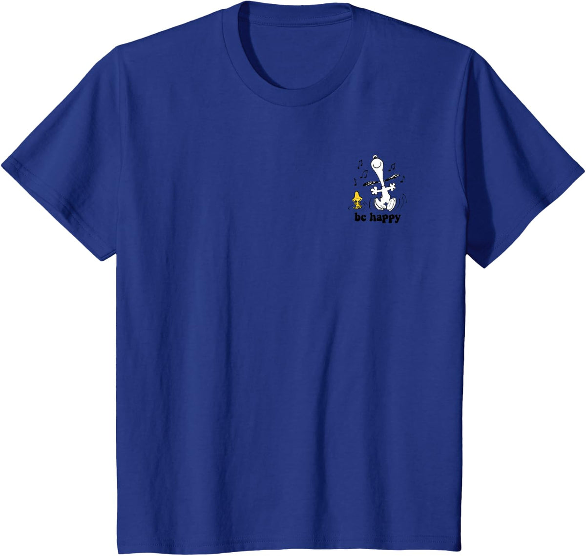 Peanuts - Snoopy Woodstock Be Happy Dance T-Shirt - Royal Blue