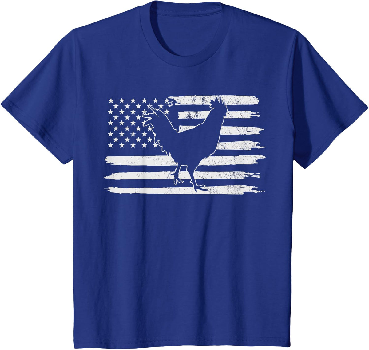 Rooster USA Flag 4th Of July T-Shirt - Royal Blue