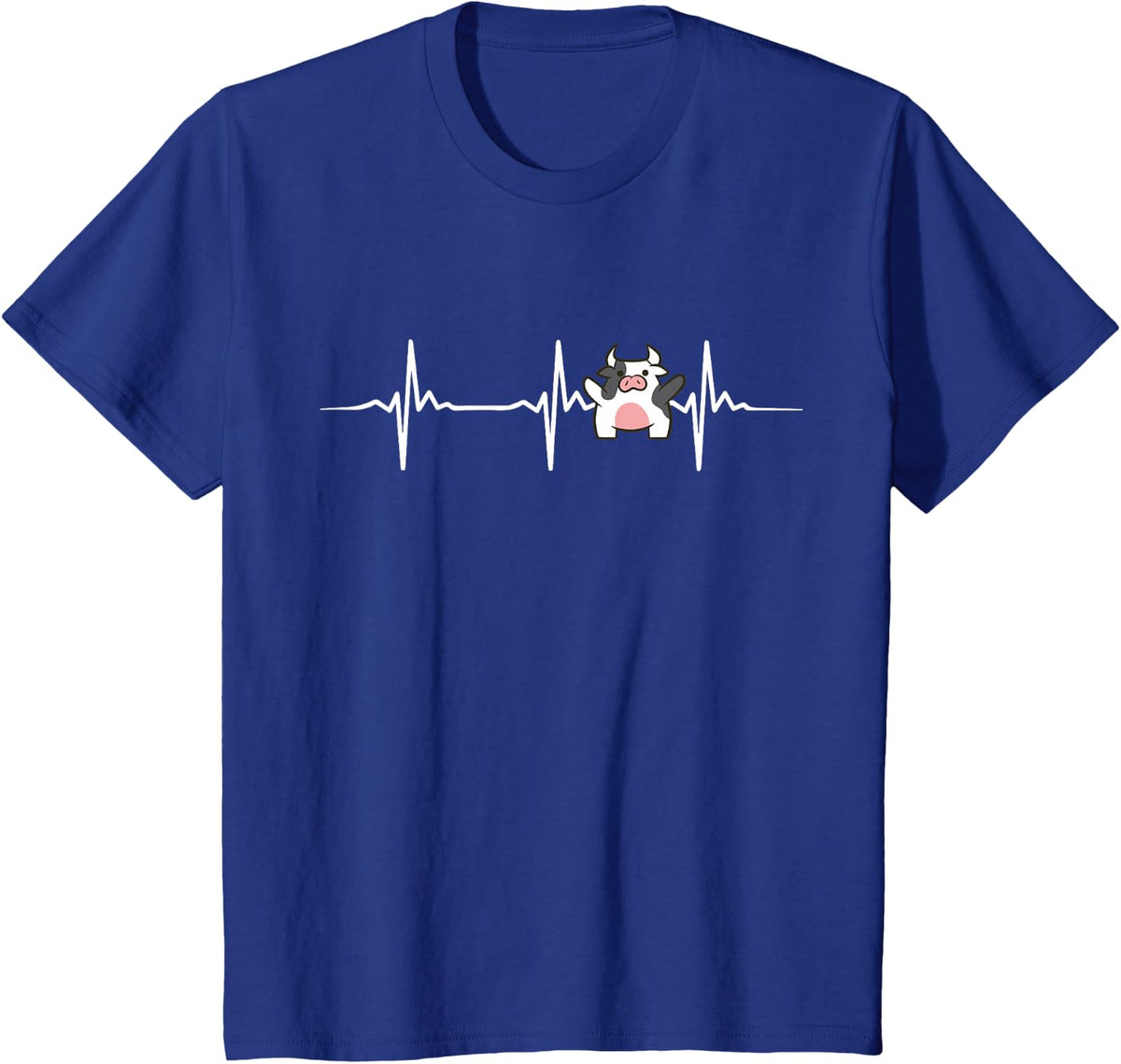 Cow Heartbeat Funny Cow Lover T-Shirt - Royal Blue