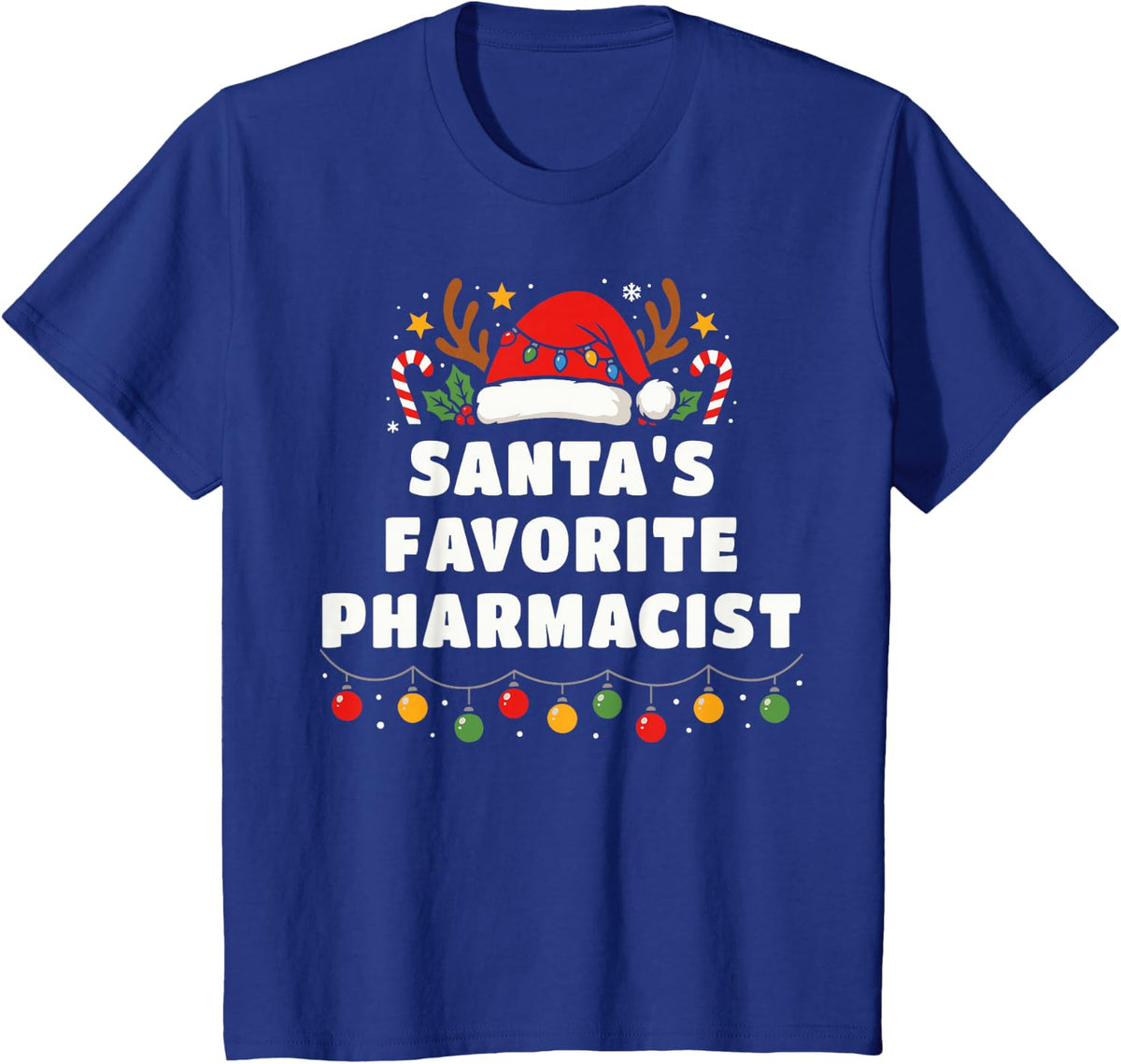 Santa's Favorite Pharmacist Funny Christmas Pajama T-Shirt - Royal Blue