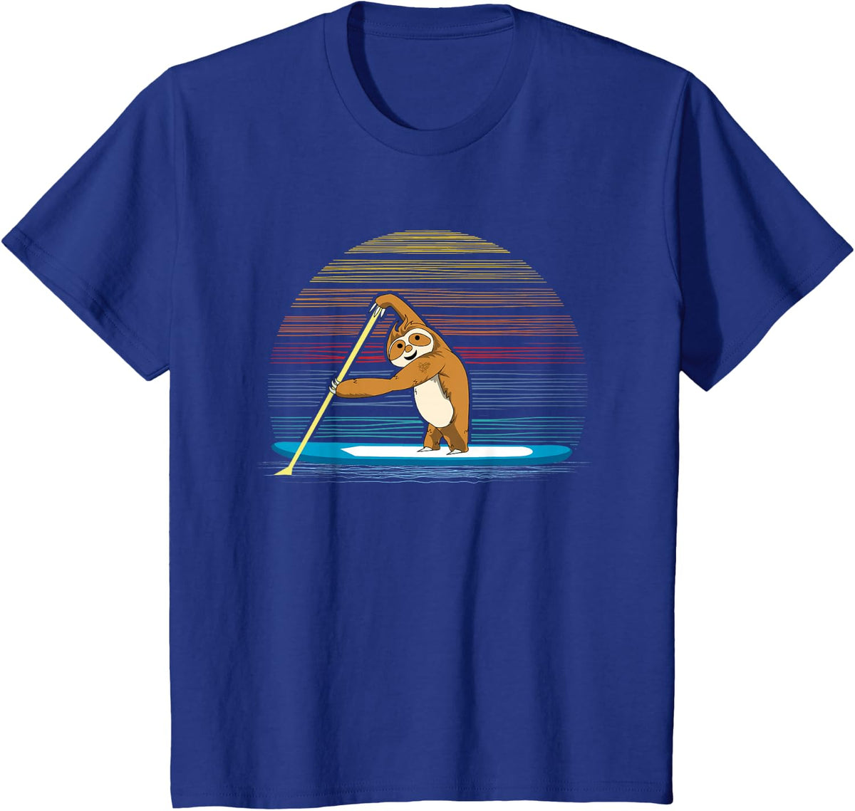 Sloth Paddleboarding Standup Paddle Board SUP Paddling T-Shirt - Royal Blue