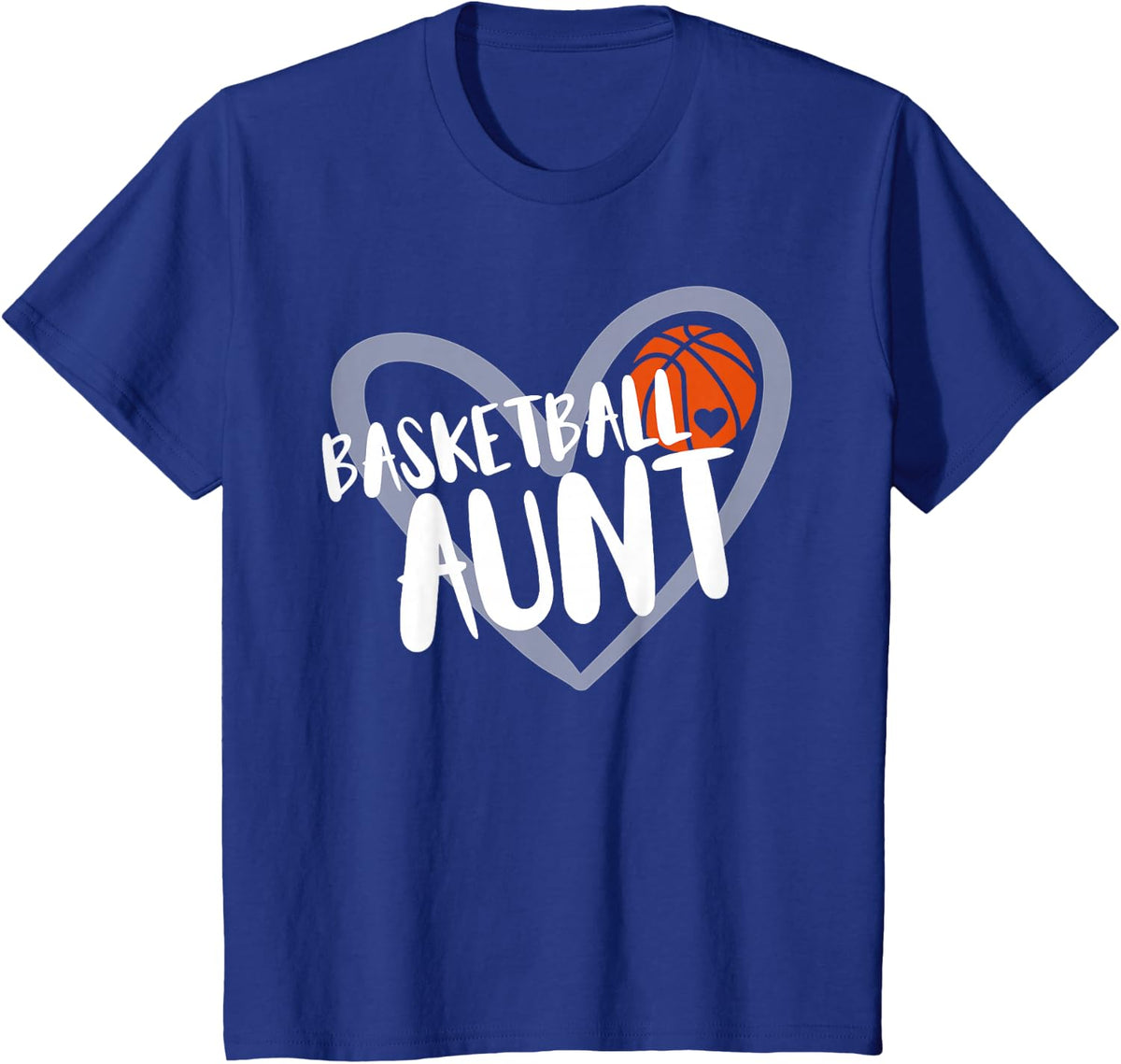Funny Basketball Aunt Heart T-Shirt - Royal Blue