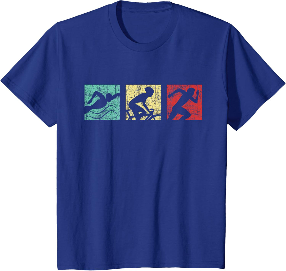 Retro Triathlon - Sports Marathoner Cycling Running Swimming T-Shirt - Royal Blue