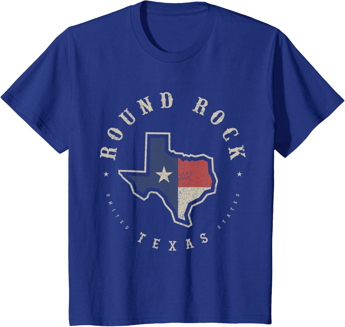 Vintage Round Rock Texas State Flag Map Souvenir Gift T-Shirt - Royal Blue