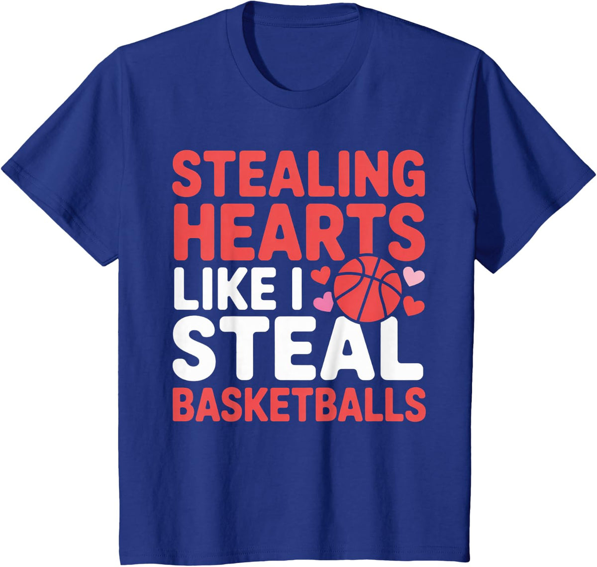 Funny Stealing Hearts Steal Basketballs Kids Valentine T-Shirt - Royal Blue