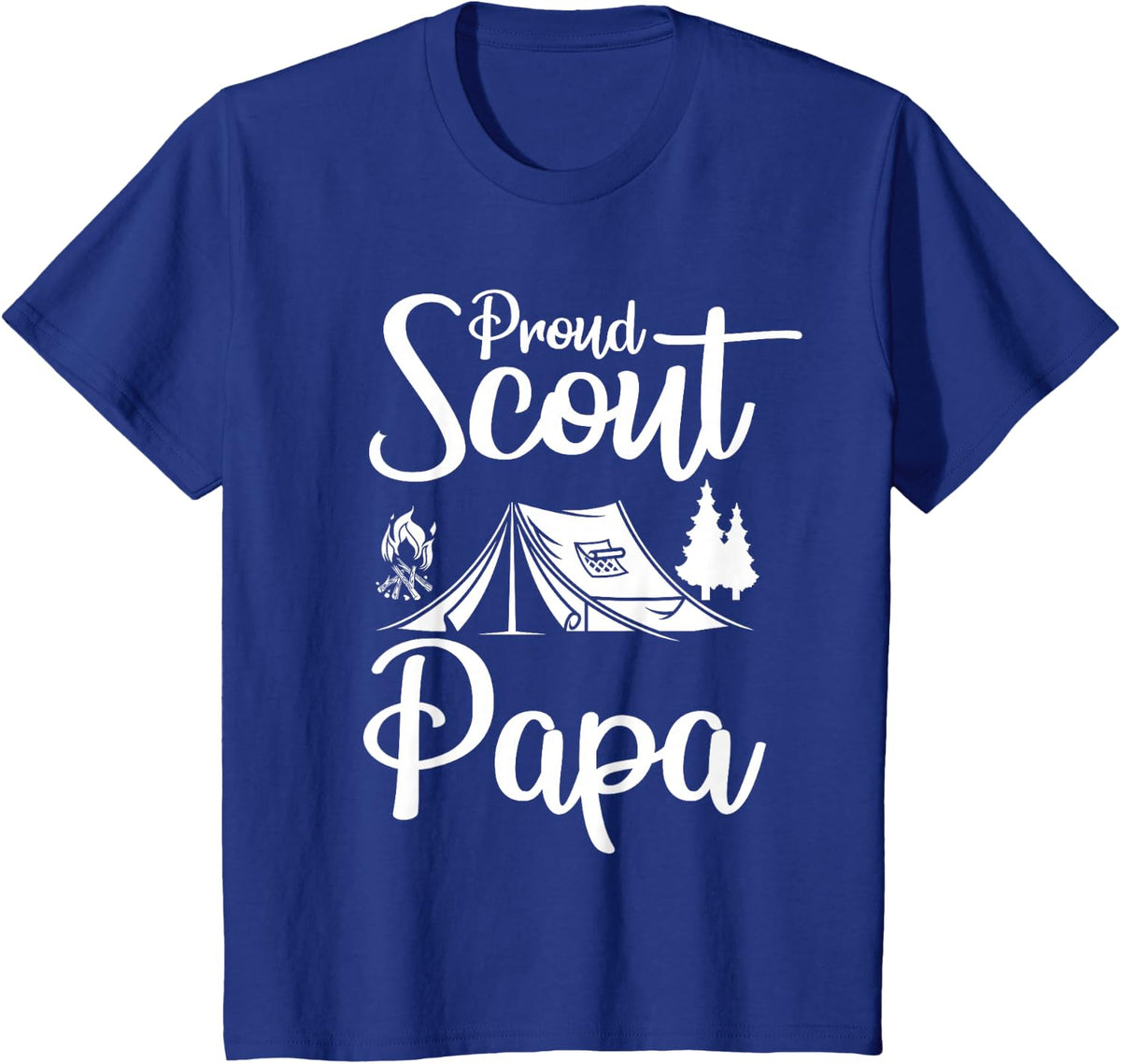Proud Scout Papa Camping Scouting Tent Scout Dad Leader T-Shirt - Royal Blue