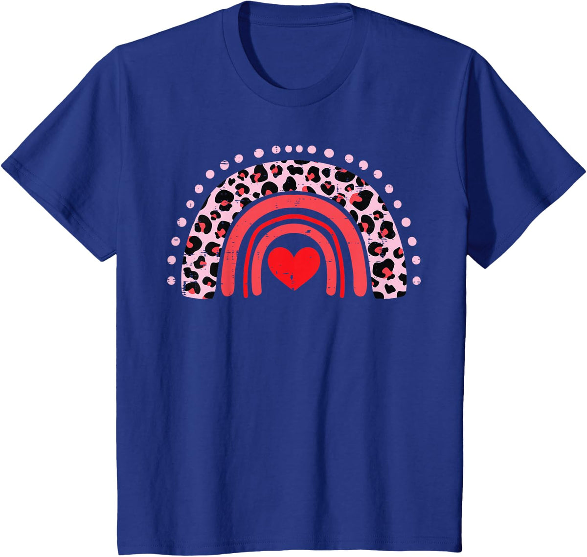 Leopard Heart Rainbow Red Valentines Day Women Valentine T-Shirt - Royal Blue