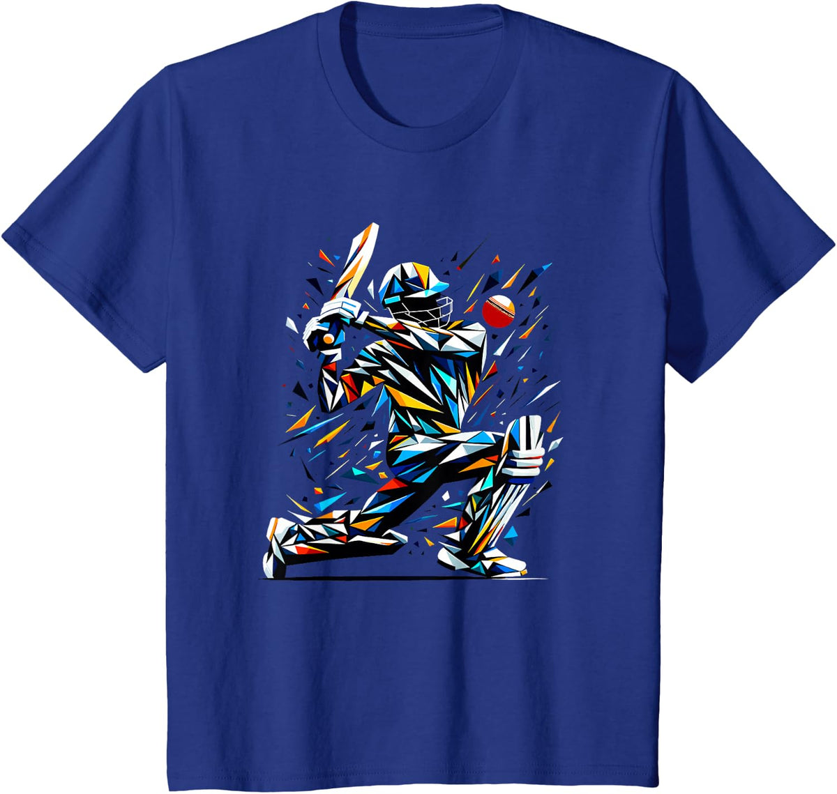 Polygon Art Cricketer Batsman Cricket Bowler Cricketers T-Shirt - Royal Blue