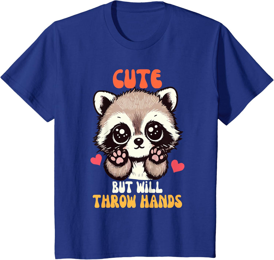Kids Racoon Lover Trash Eater Trashy Cute But Will Throw Hands T-Shirt - Royal Blue
