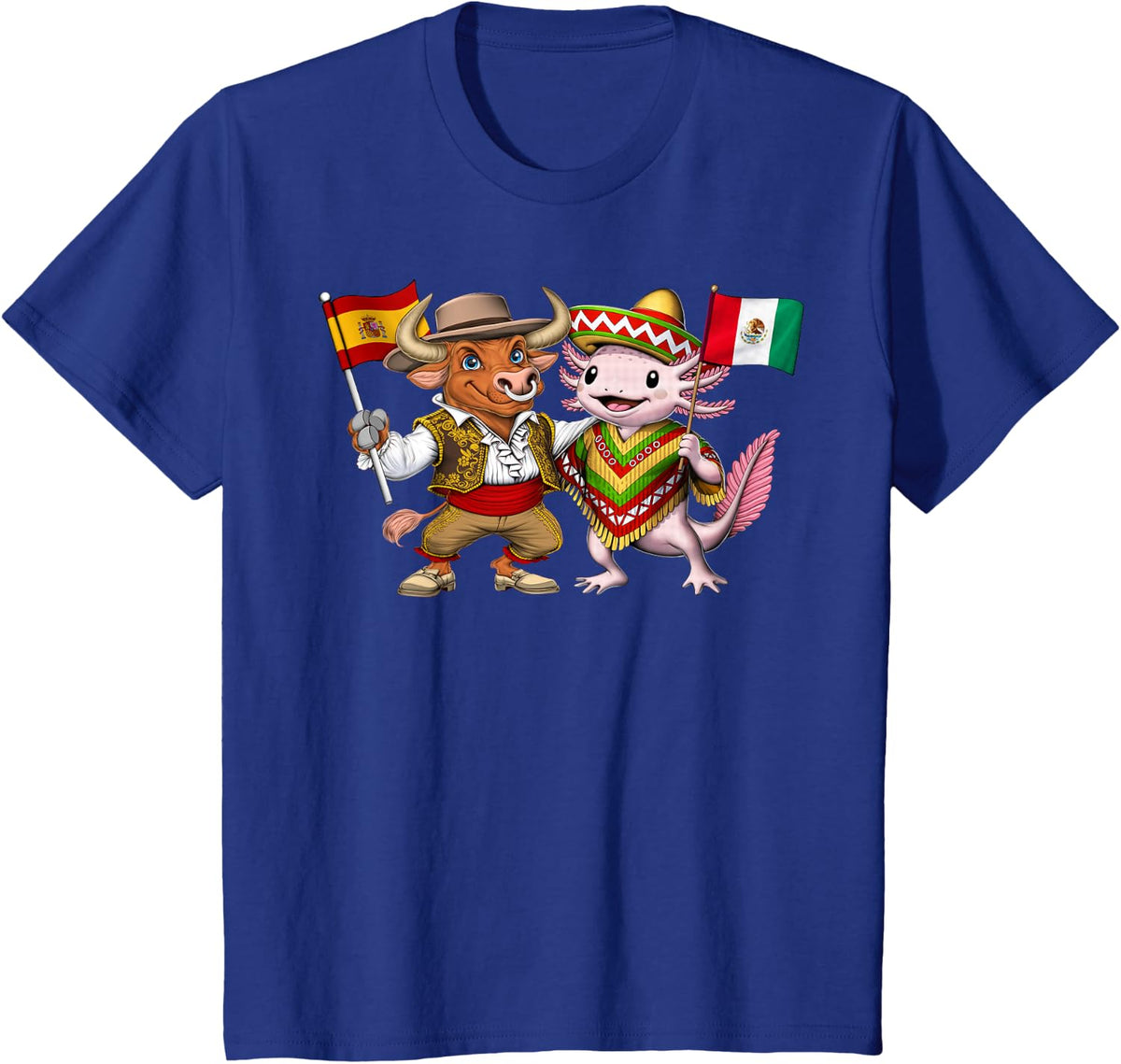 Spain Mexico Flag Spanish Mexican Roots Spanish Mexican T-Shirt - Royal Blue