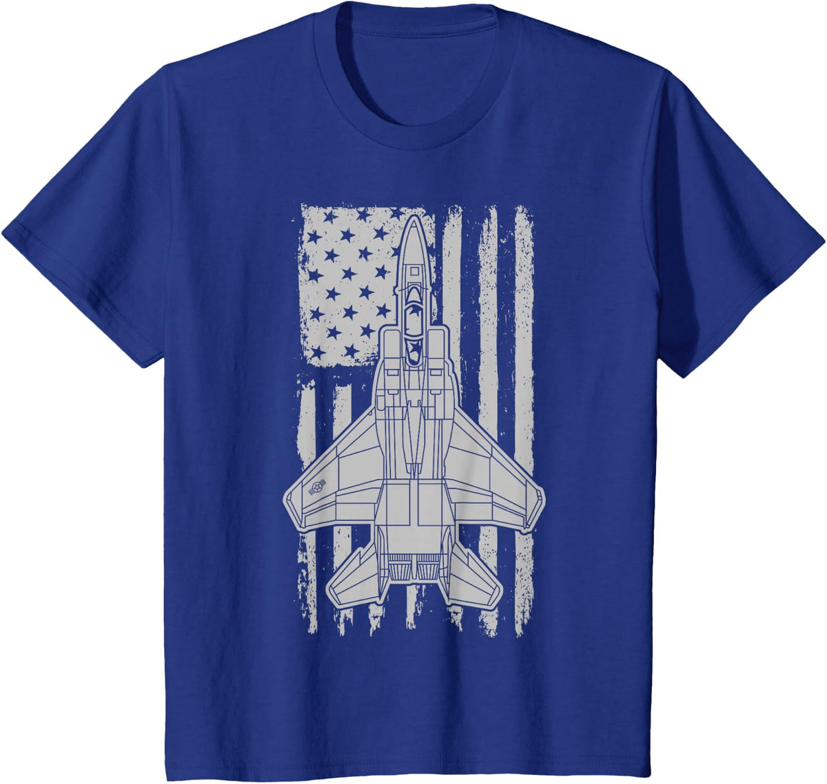 F-15 Eagle Fighter Jet Airplane American Flag F15 T-Shirt - Royal Blue