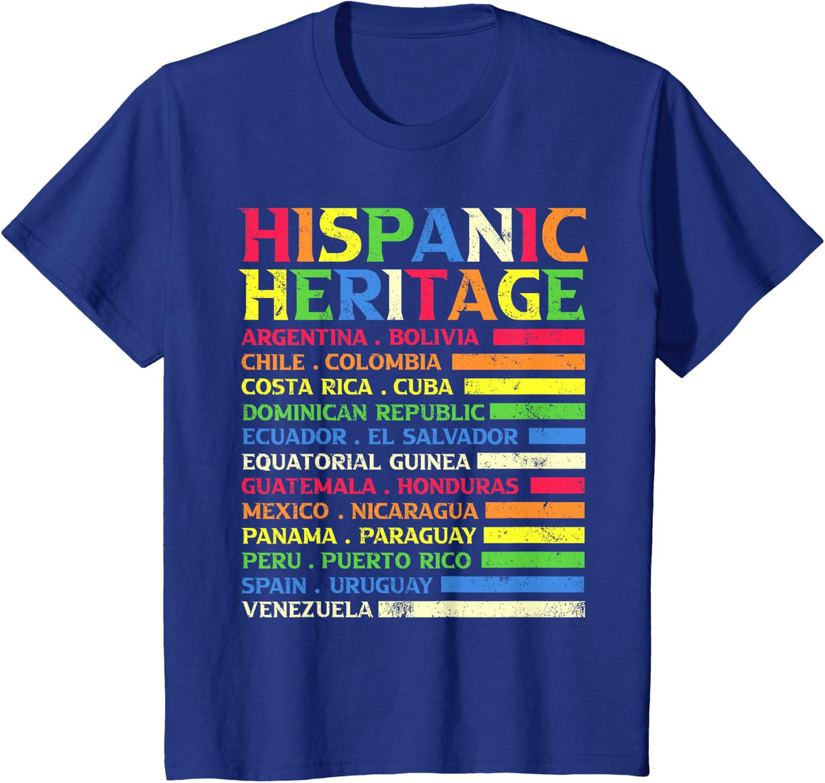 National Flag Latino Countries Hispanic Heritage Month 2024 T-Shirt - Royal Blue