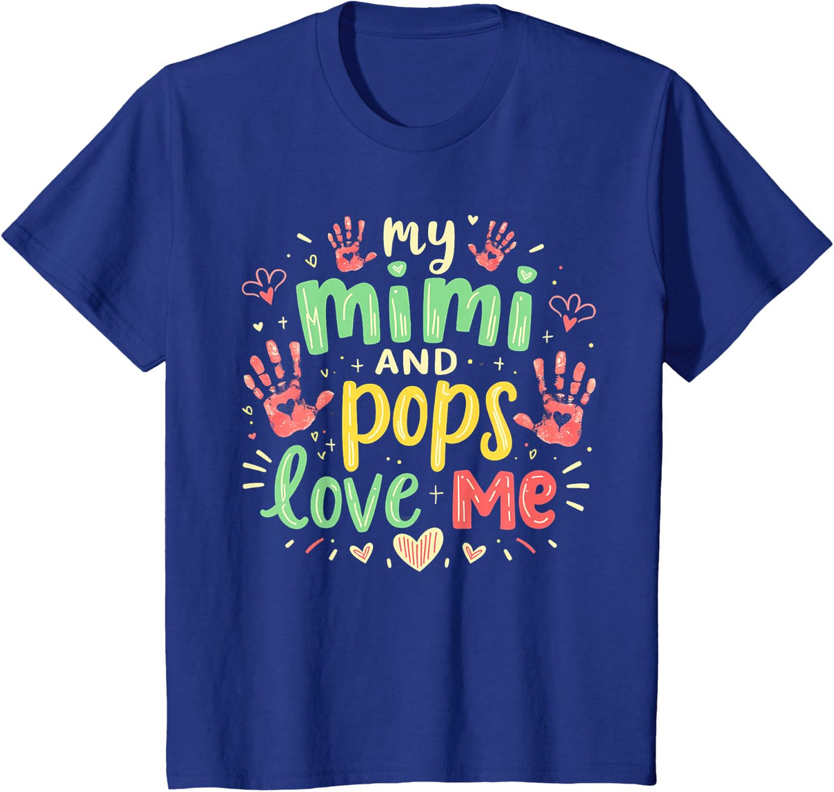 Kids My Mimi and Pops Granddaughter & Grandson T-Shirt - Royal Blue