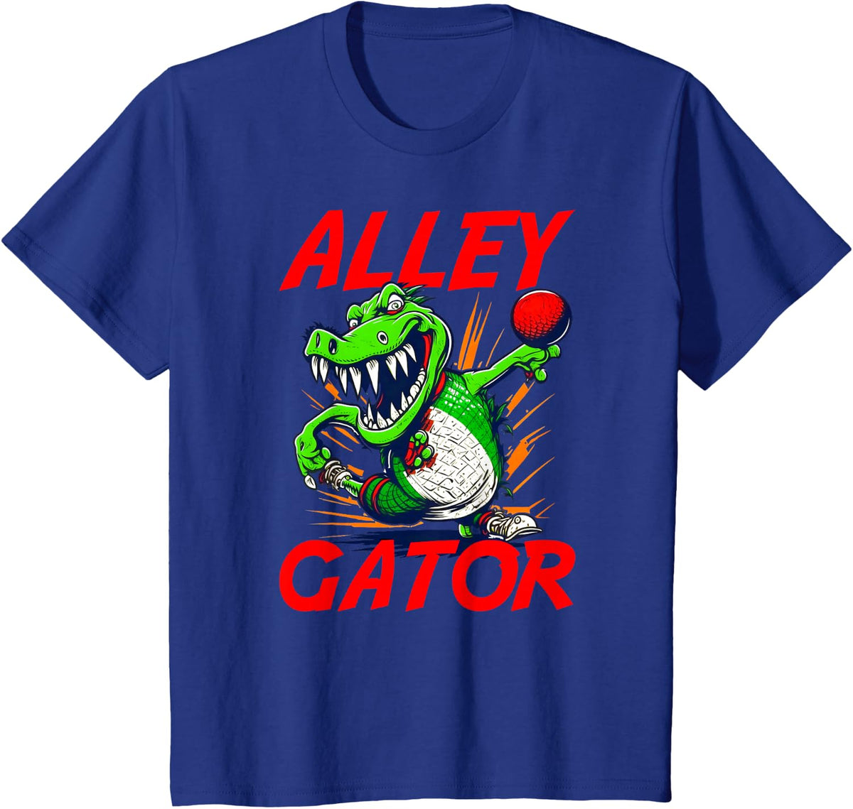 Alley Gator Funny Bowling Team T-Shirt - Royal Blue