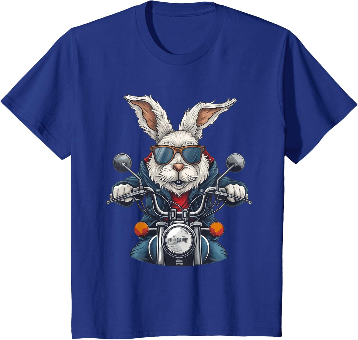 Easter Bunny Rabbit Motorcycle Motorcycling Biker T-Shirt - Royal Blue