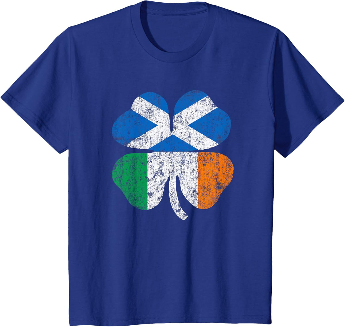 Scottish Irish St Patricks Scotland Ireland Shamrock Flag T-Shirt - Royal Blue
