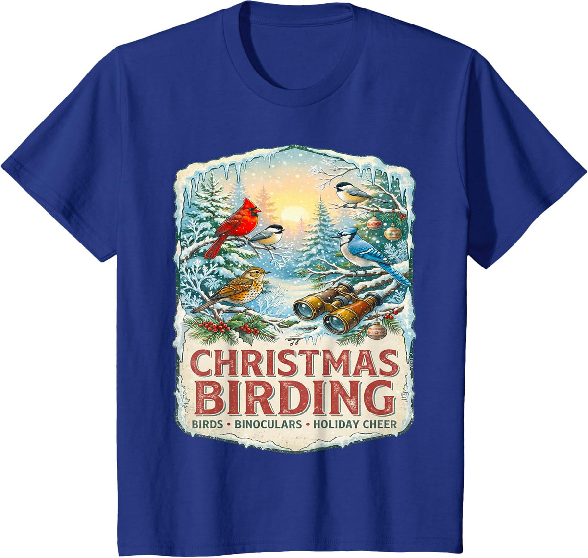 Christmas Birding 2026 Bird Watcher Bird Watching Binoculars T-Shirt - Royal Blue