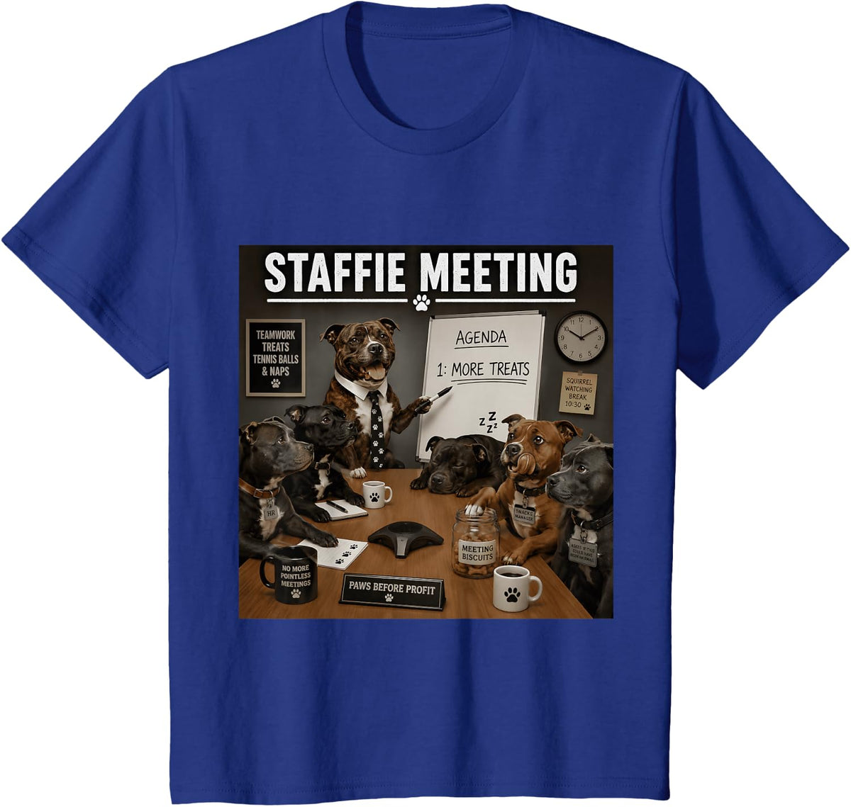 Staffie Meeting Funny Staffordshire Bull Terrier Design T-Shirt - Royal Blue