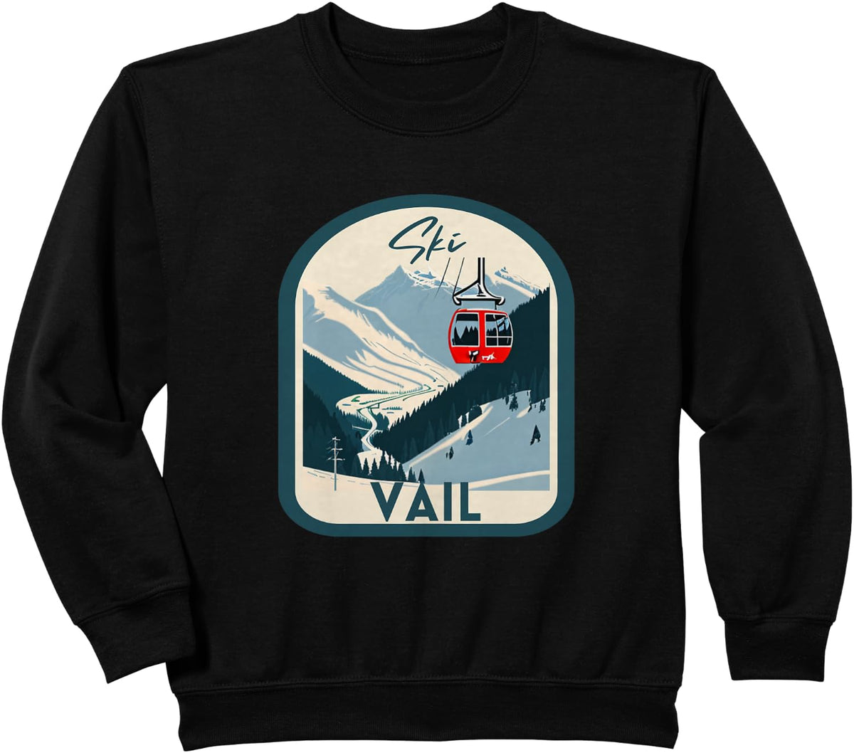 Ski Vail Retro Vintage Style Vail Skiing Sweatshirt - Black