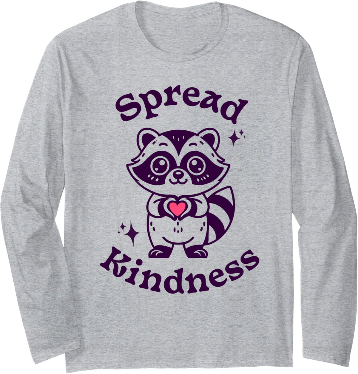 Vintage Spread Kindness Shirt Kind Raccoon Teacher Kindness Long Sleeve T-Shirt - Adult Unisex Heather Grey