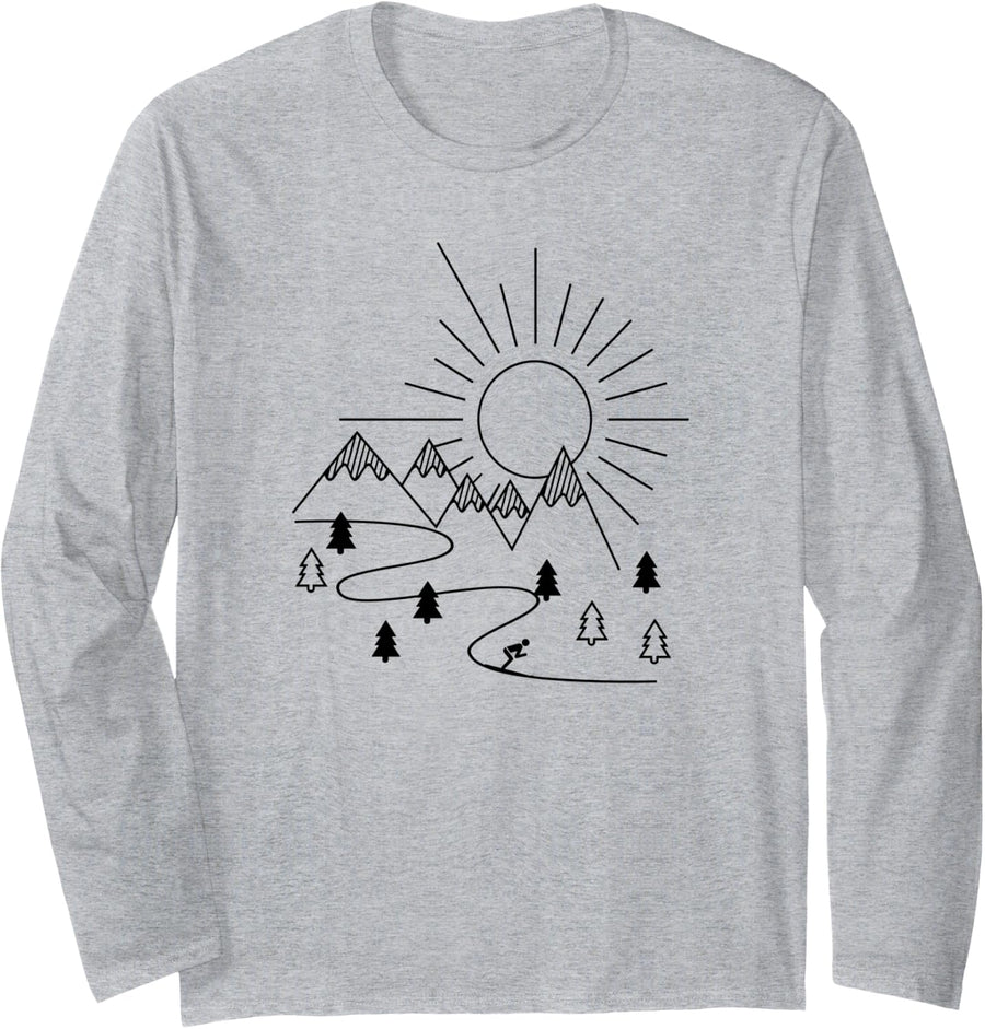 Ski Long Sleeve T-Shirt - Adult Unisex Heather Grey