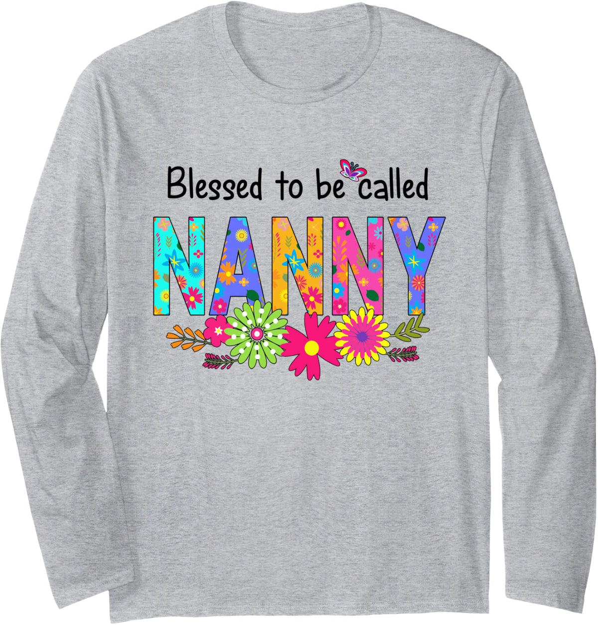 Womens - Blessed To Be Called Nanny Shirts Long Sleeve T-Shirt - Adult Unisex Heather Grey