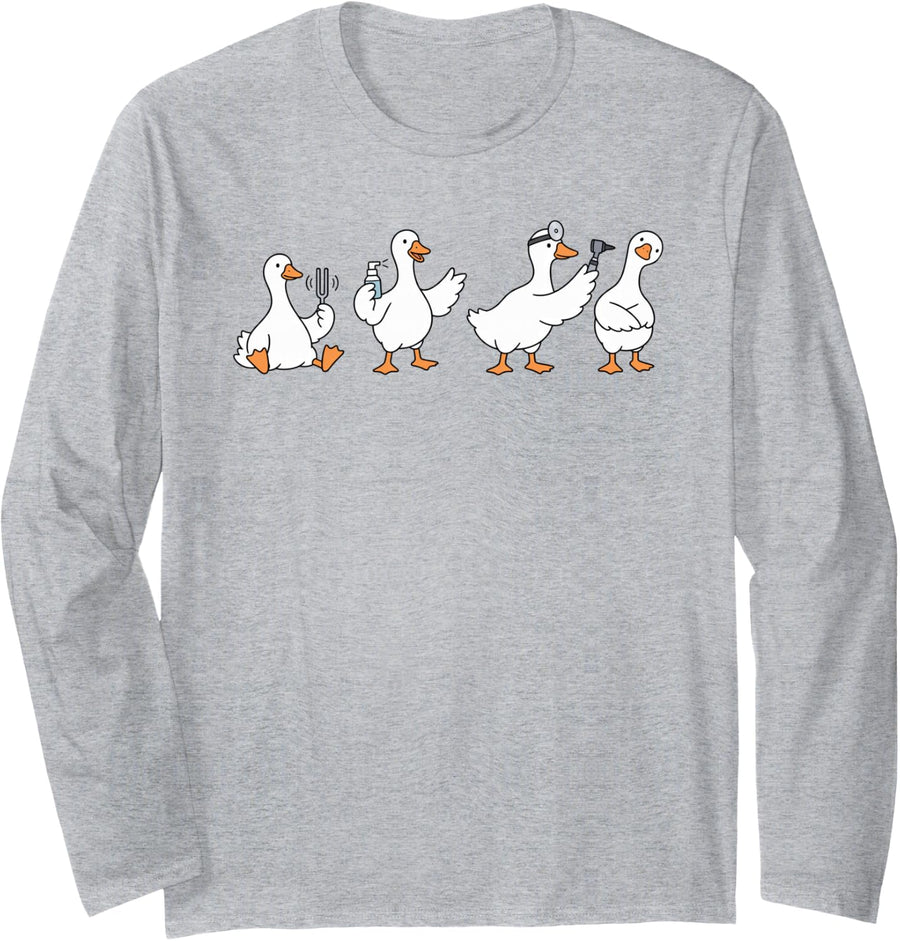 Otolaryngologist Otolaryngology Doctor Goose ENT Nurse Long Sleeve T-Shirt - Adult Unisex Heather Grey