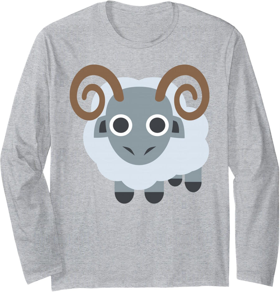 Ram Sheep Costume Long Sleeve T-Shirt - Adult Unisex Heather Grey