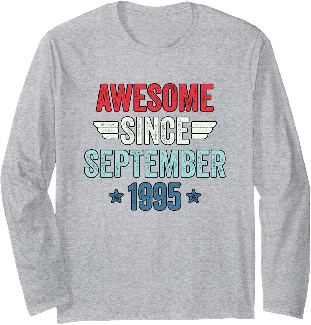 Awesome Since September 1995 Long Sleeve T-Shirt - Adult Unisex Heather Grey