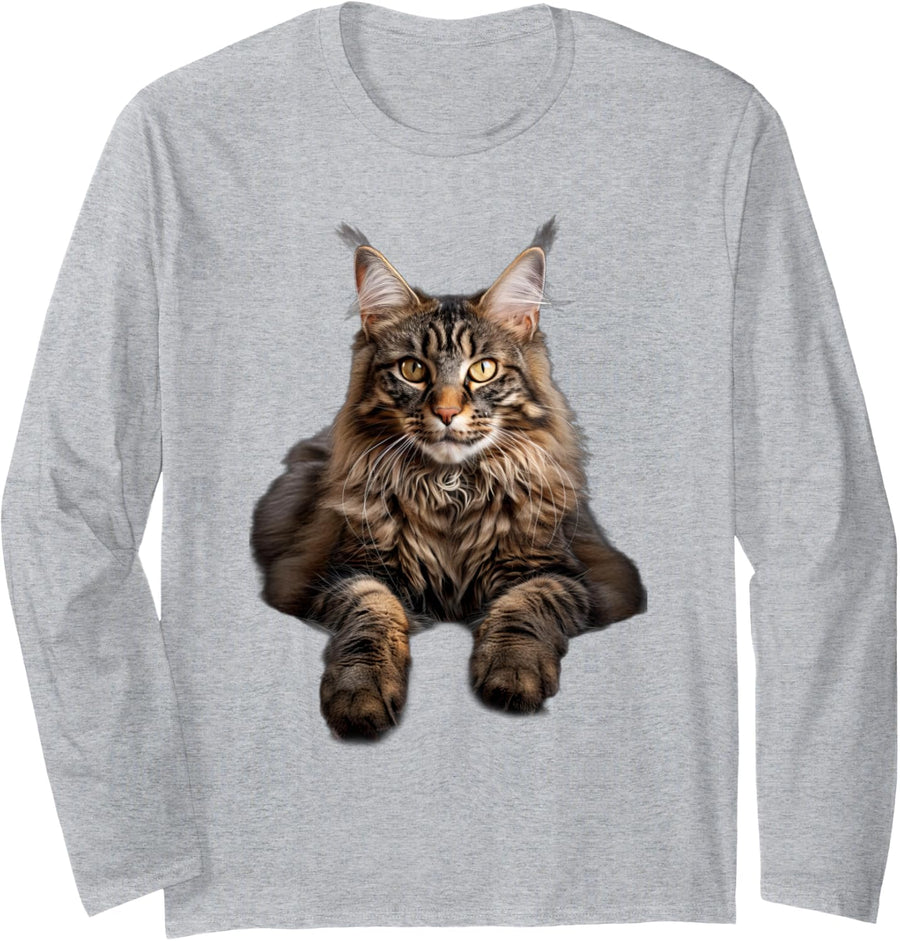 Maine Coon Long Sleeve T-Shirt - Adult Unisex Heather Grey