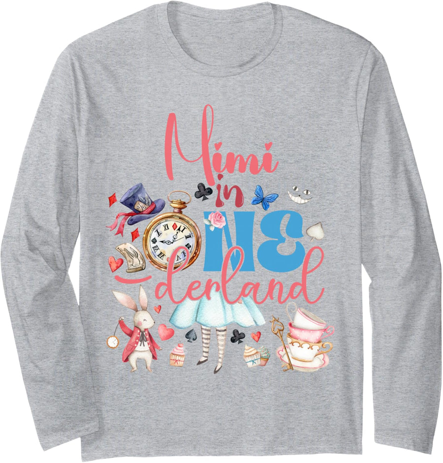 Alice Mimi in ONEderland Birthday Family Long Sleeve T-Shirt - Adult Unisex Heather Grey