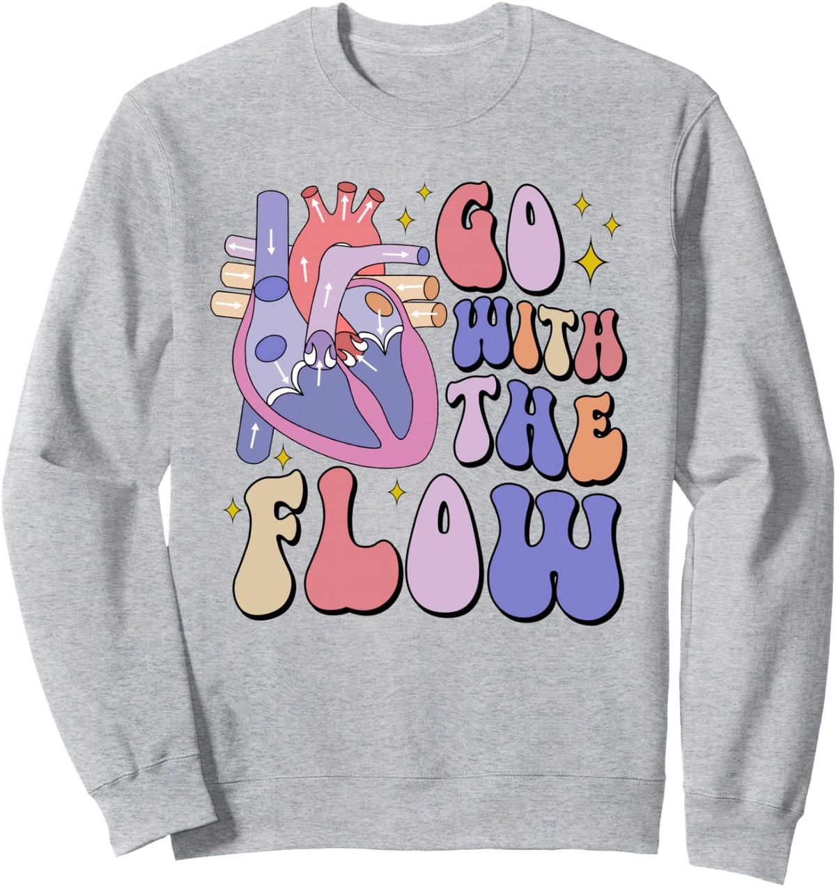 CVICU Cardiac Nurse Anatomy Cardiology Human Heart Flow Sweatshirt - Adult Unisex Heather Grey