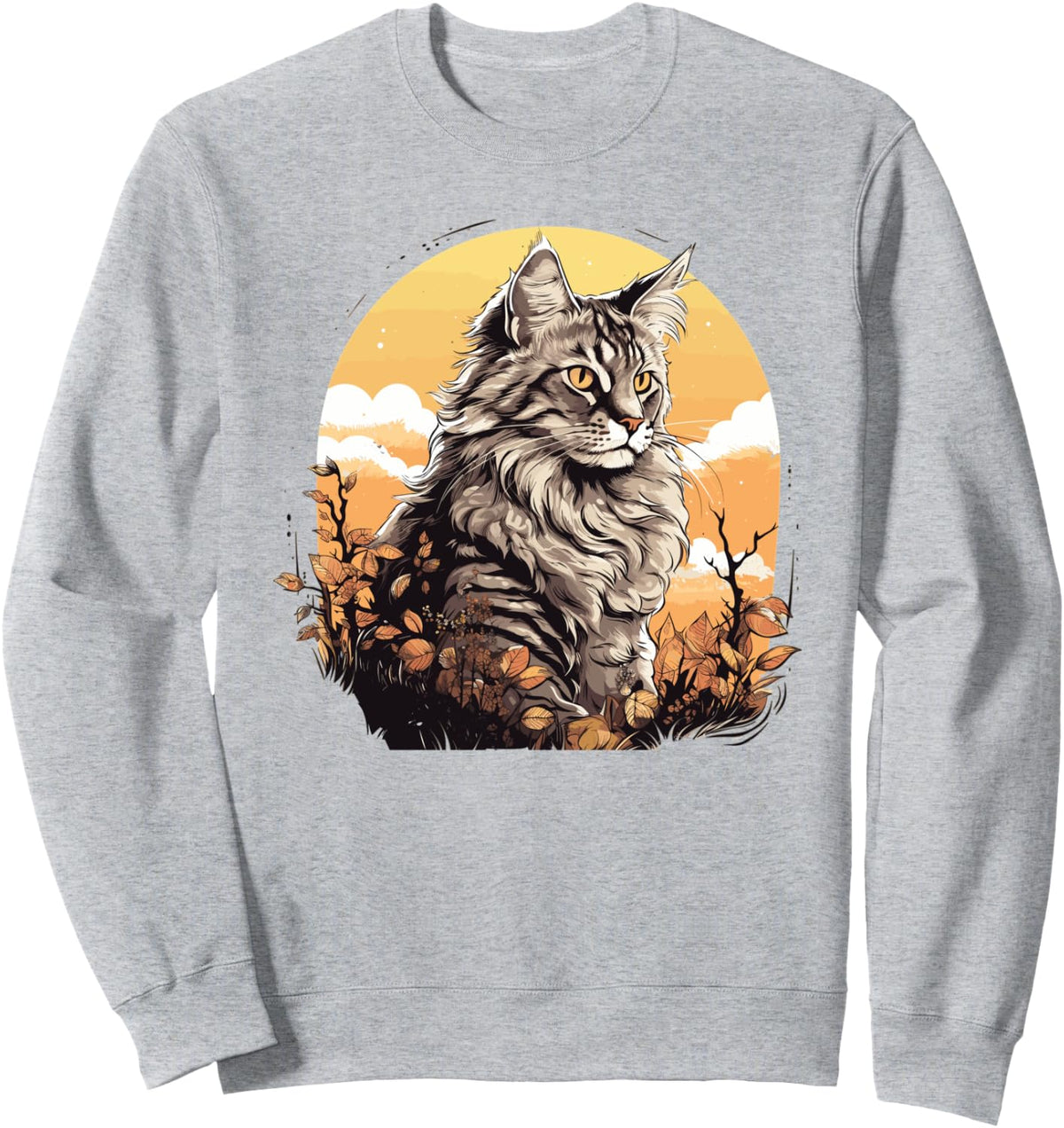 Maine Coon Cats Maine Coon Cat Sweatshirt - Adult Unisex Heather Grey