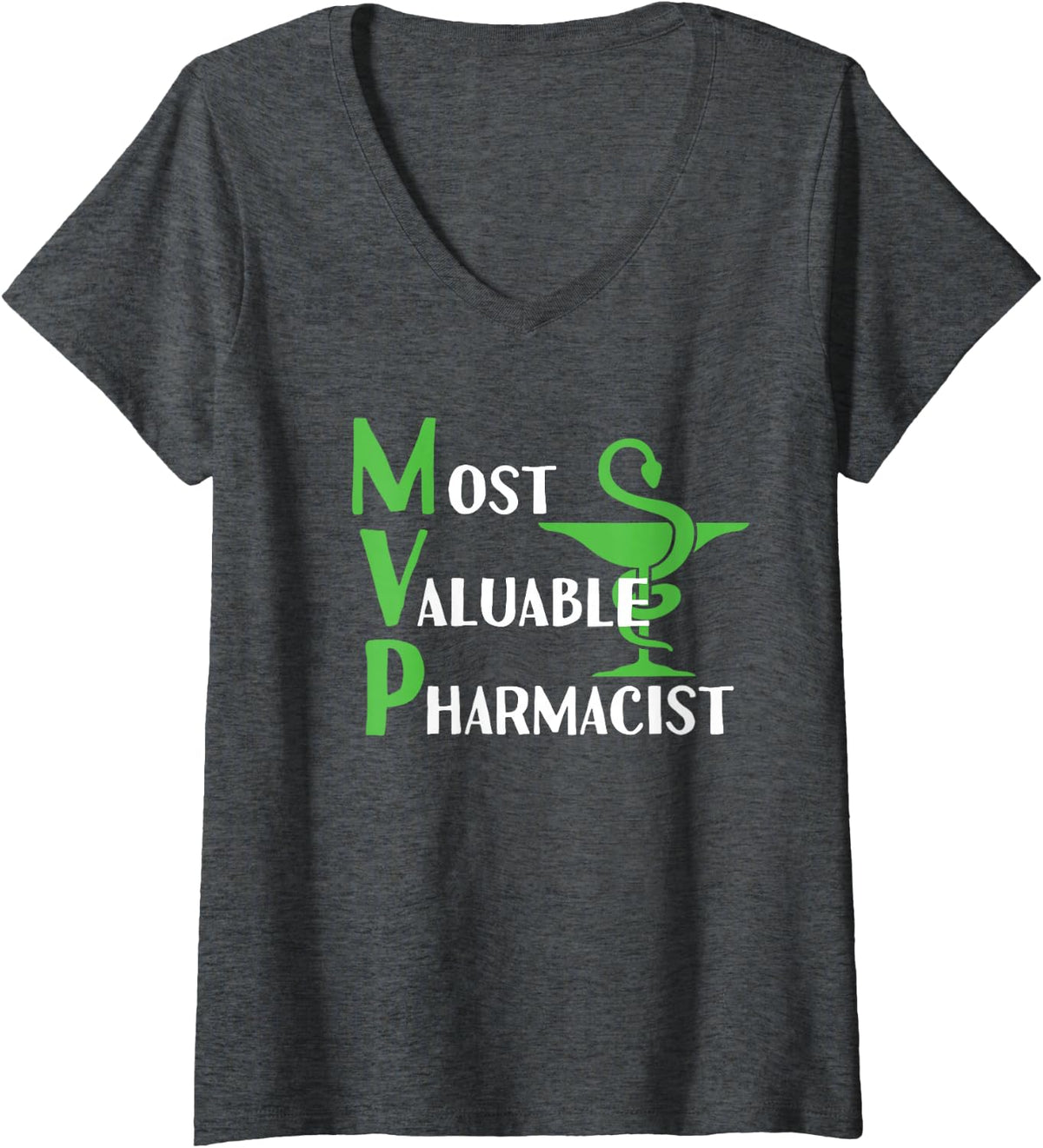 Women's Most Valuable Pharmacist Gift for Pharmacy V-Neck T-Shirt - Dark Heather Grey
