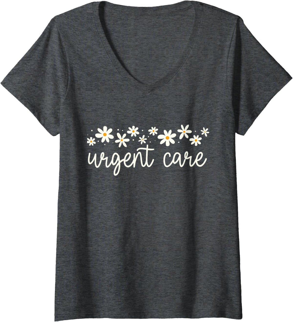 Women's Daisy Flower Urgent Care ICU Nursing School Student Grad V-Neck T-Shirt - Dark Heather Grey