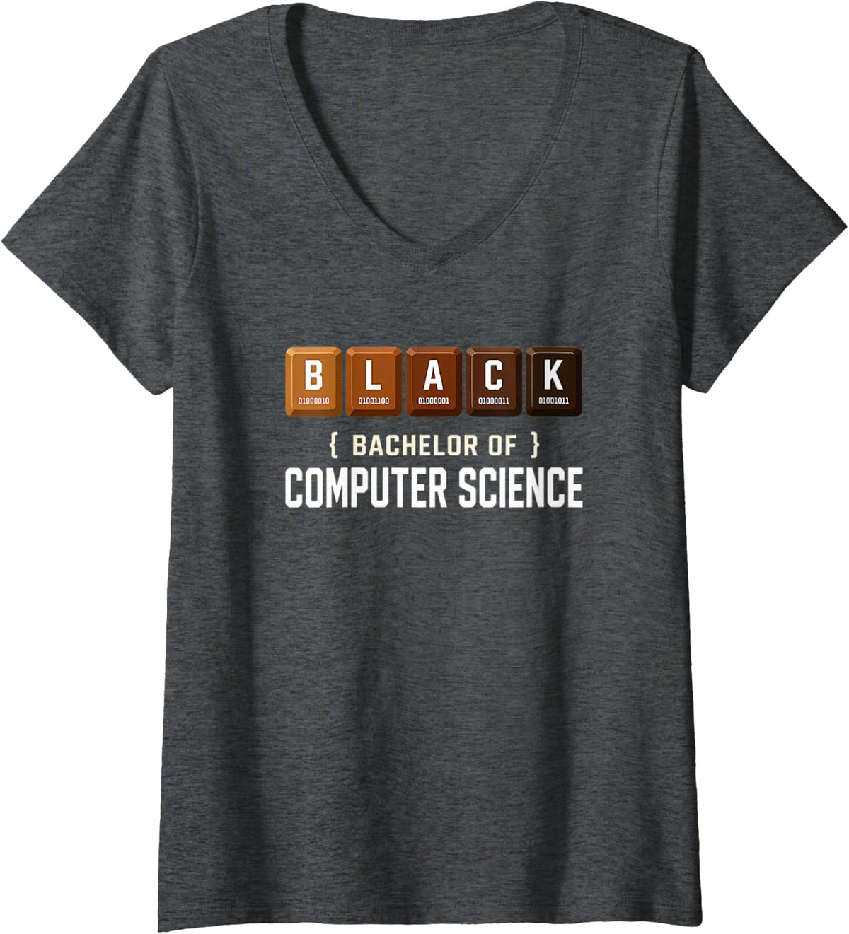 Women's Black Bachelor of Computer Science Graduate Class of 2026 V-Neck T-Shirt - Dark Heather Grey