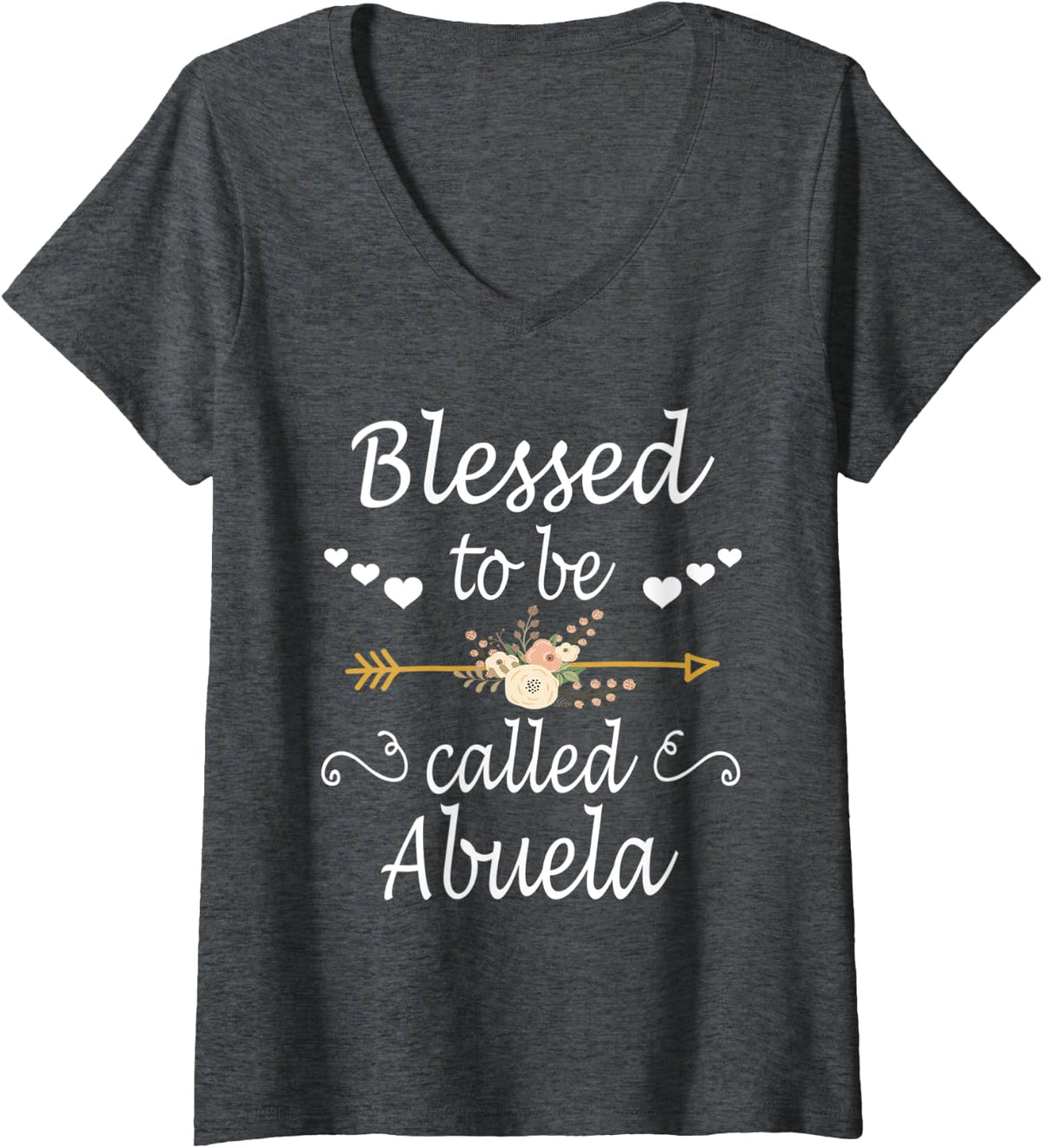Womens Blessed To Be Called Abuela Mothers Day Gift V-Neck T-Shirt - Dark Heather Grey