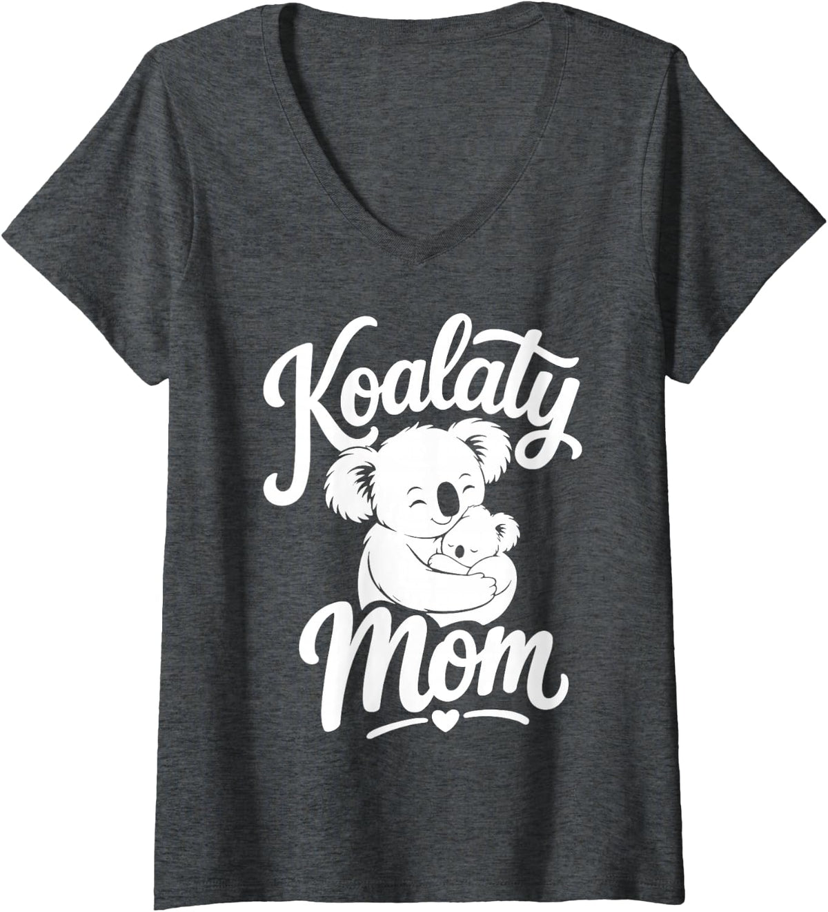 Women's Funny Koala Mom V-Neck T-Shirt - Dark Heather Grey