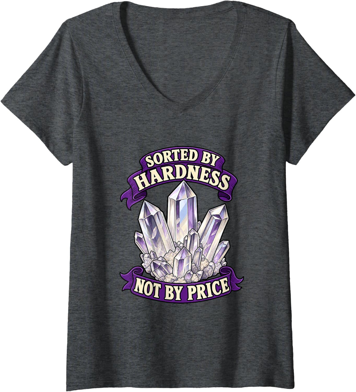 Women's Geology Sorted By Hardness Not By Price Rockhound V-Neck T-Shirt - Dark Heather Grey