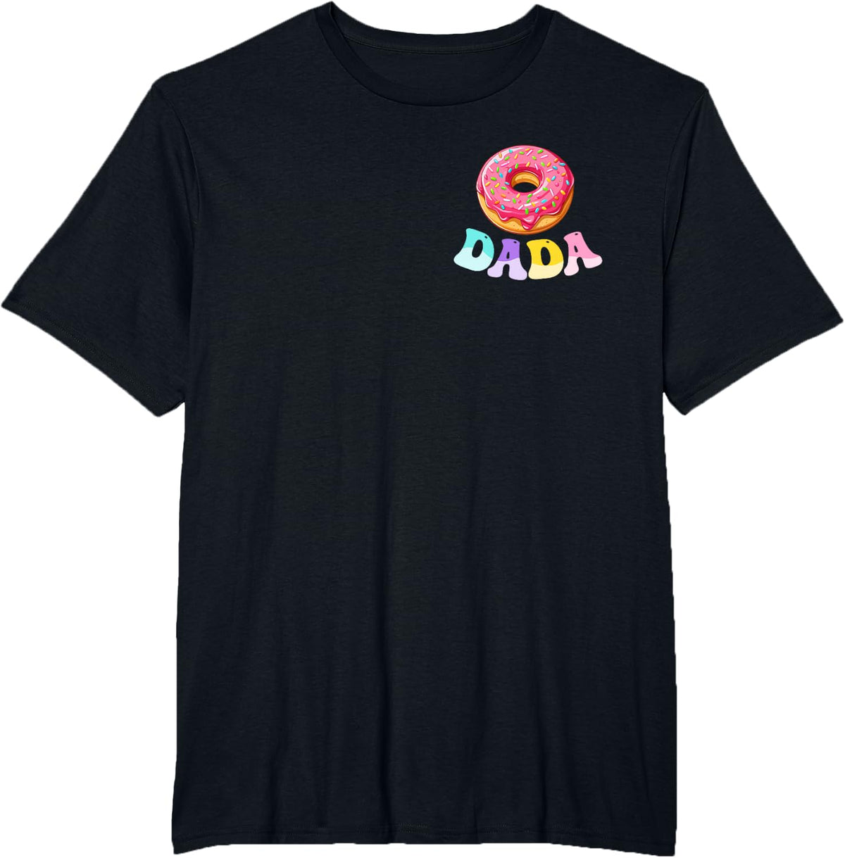 Dada of First Birthday Girl Donut Lovers Family Matching T-Shirt - Black