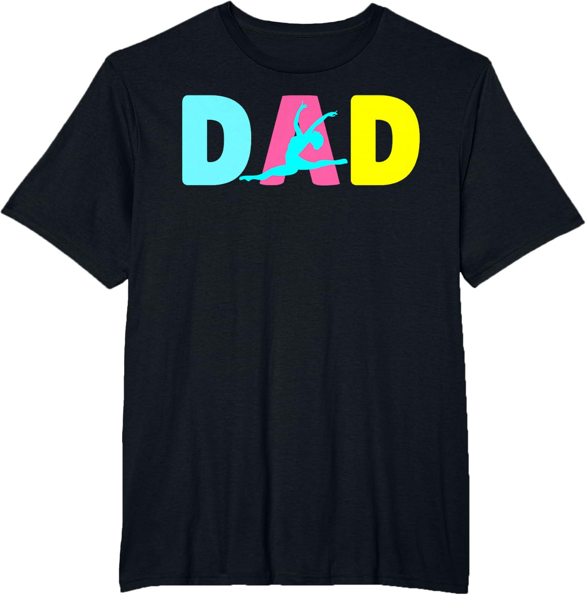 Dad Little Gymnast Girl Birthday Gymnastics Themed Party T-Shirt - Black