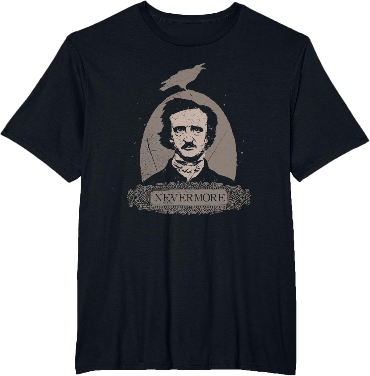 Edgar Allan Poe Gothic Raven Nevermore Occult English Horror T-Shirt - Black