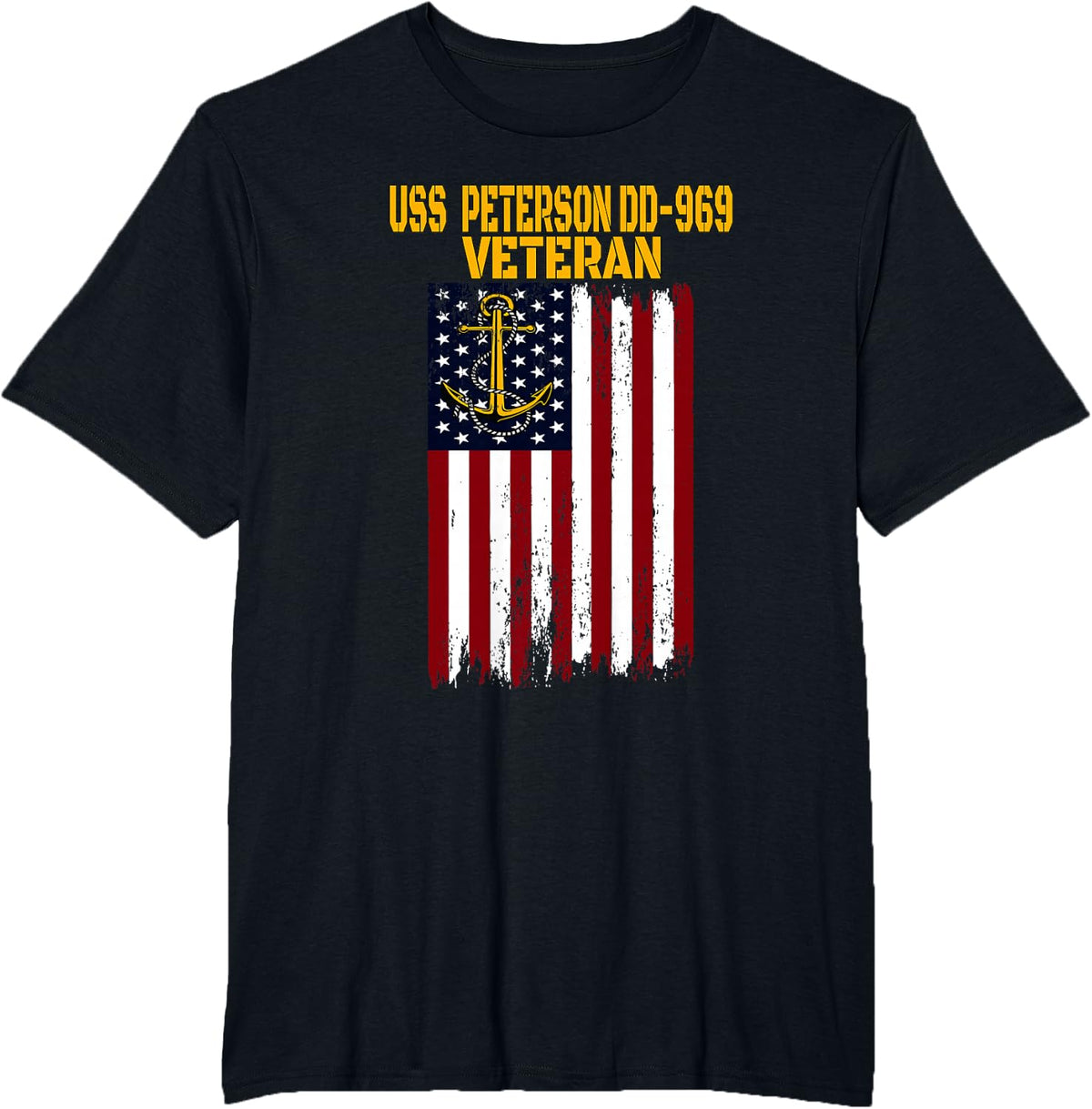 Destroyer USS Peterson 969 Warship Veterans Day Father Dad T-Shirt - Black