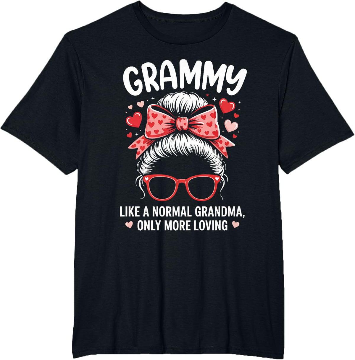 Grammy Valentine Quote for Loving Grandma with Cute Bow T-Shirt - Black