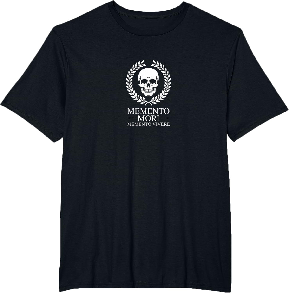 Mori Memento Vivere Skull Latin Quote T-Shirt - Black