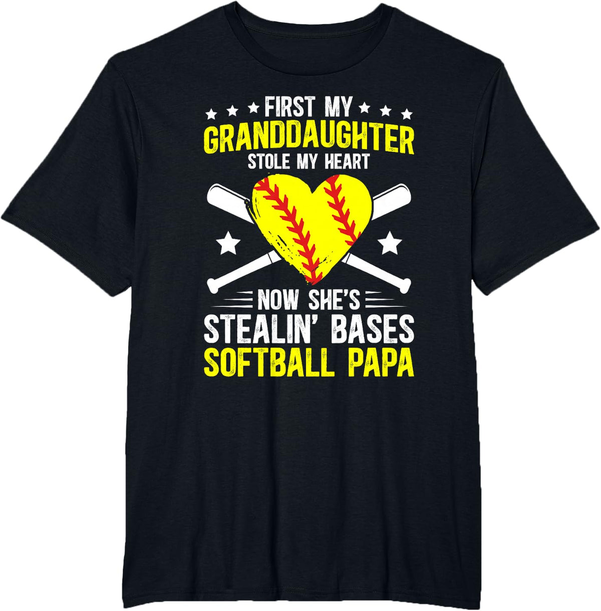 Softball Papa Proud Papa Of A Softball Player Papa T-Shirt - Black