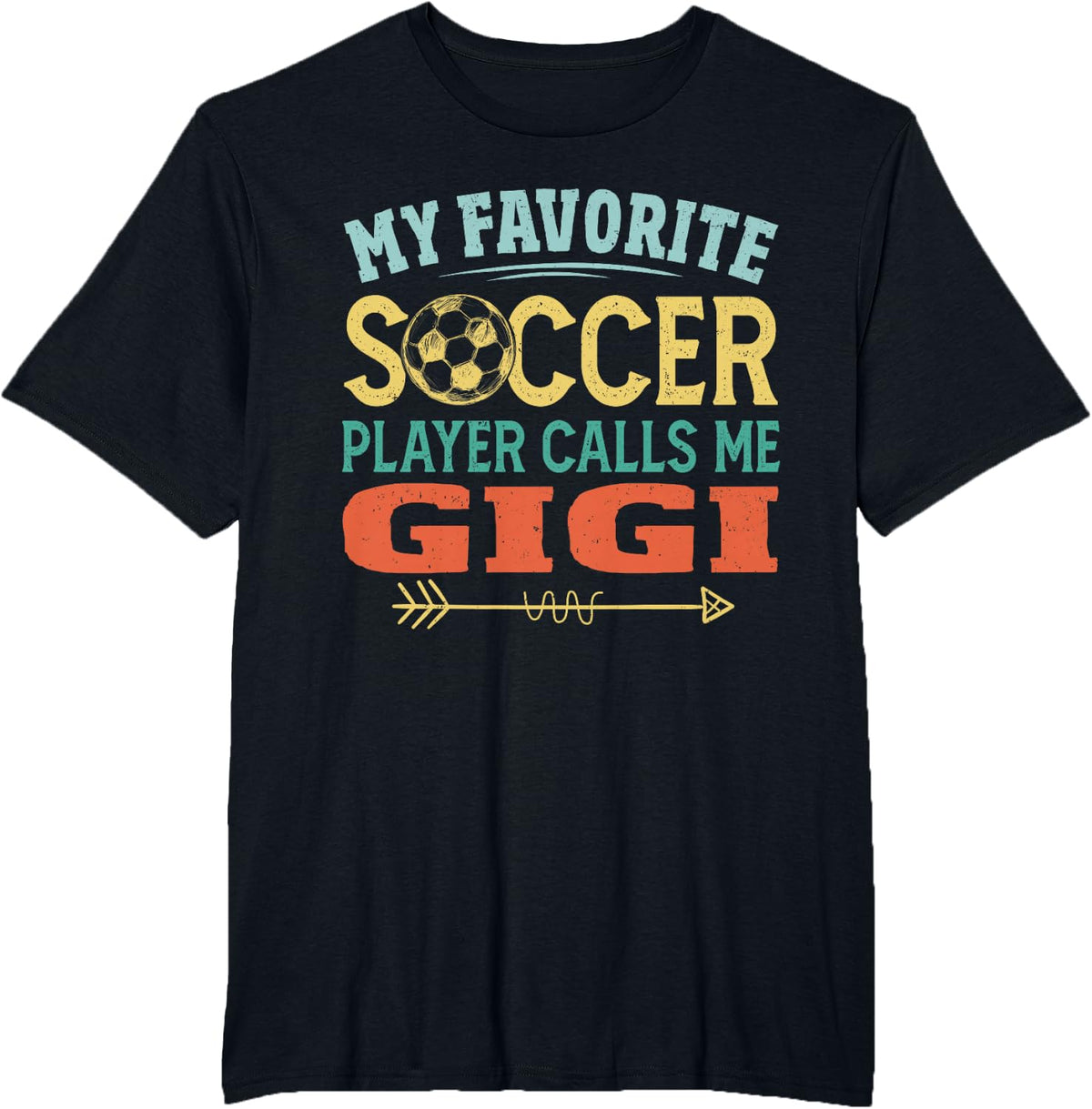 Retro Vintage My Favorite Soccer Player Calls Me Gigi T-Shirt - Black