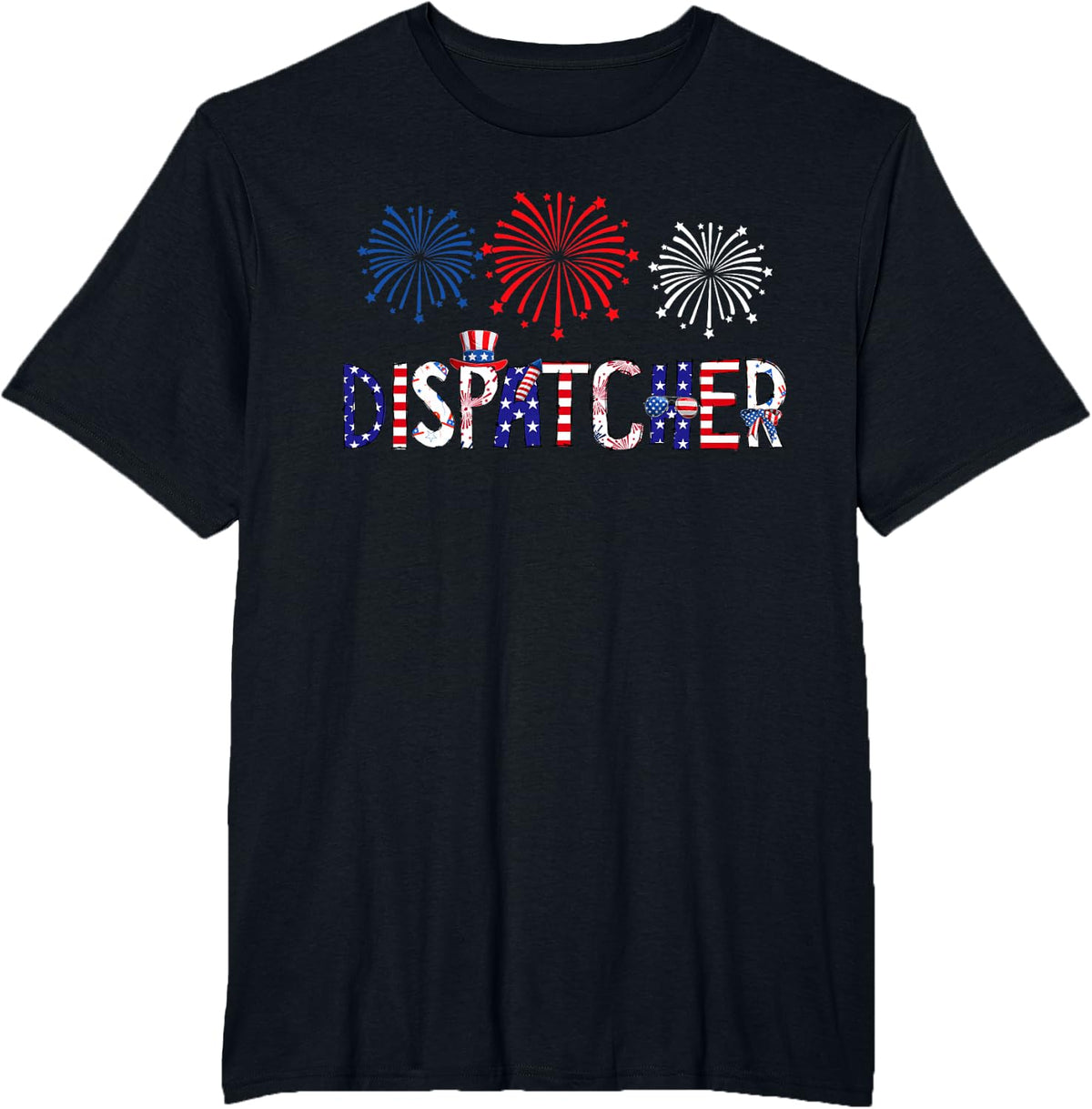 Dispatcher Costume American Flag Fireworks Funny Job T-Shirt - Black